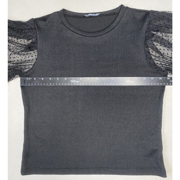 Zara Shirt Womens Size Medium Black Sheer Peasant Feminine Office Work Blouse - Picture 7 of 11